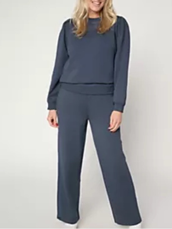 Barefoot Dreams Pants - Barefoot Dreams + Malibu Co. Luxe Wide-Leg Sweatpants Set | Indigo Blue | XL
